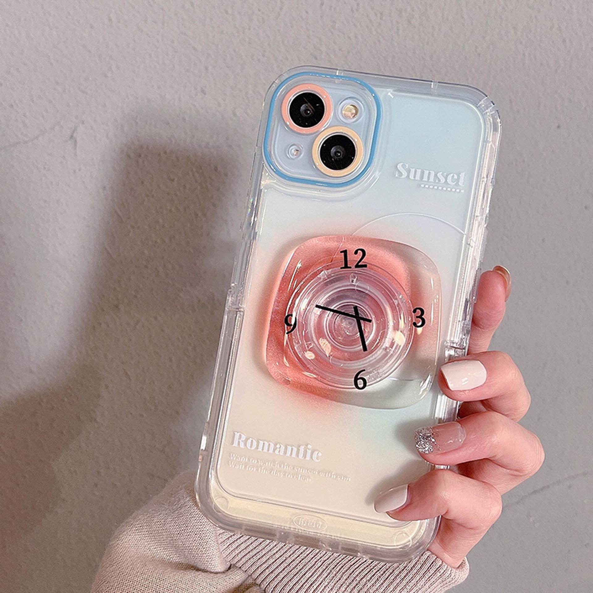 Smudge Clock Transparent Stand Phone Case - Image 4