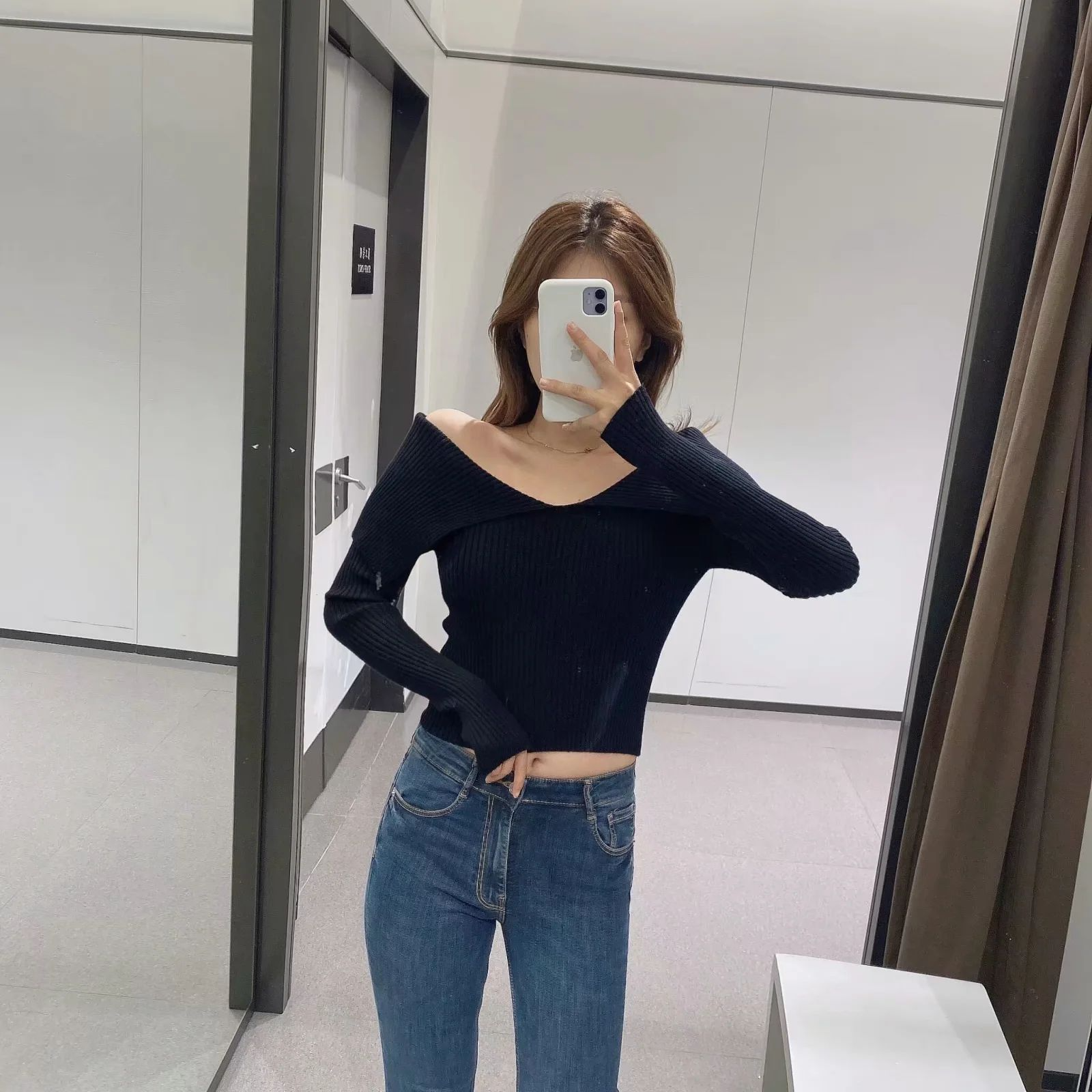 Title 19, New Style Big Lapel Solid Color Sweater For Aut...