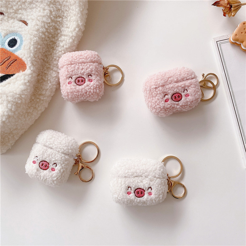 Plush Embroidered Pig Bluetooth Wireless Headset Protective Case — image 1