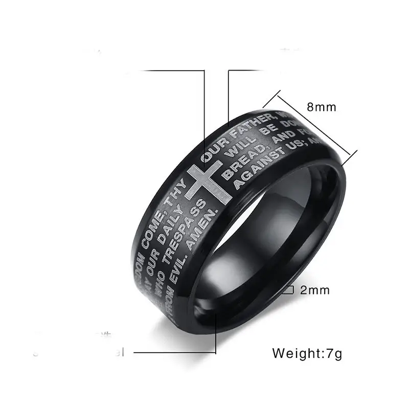 Fashion Titanium Steel Men's Lord's Prayer Ring