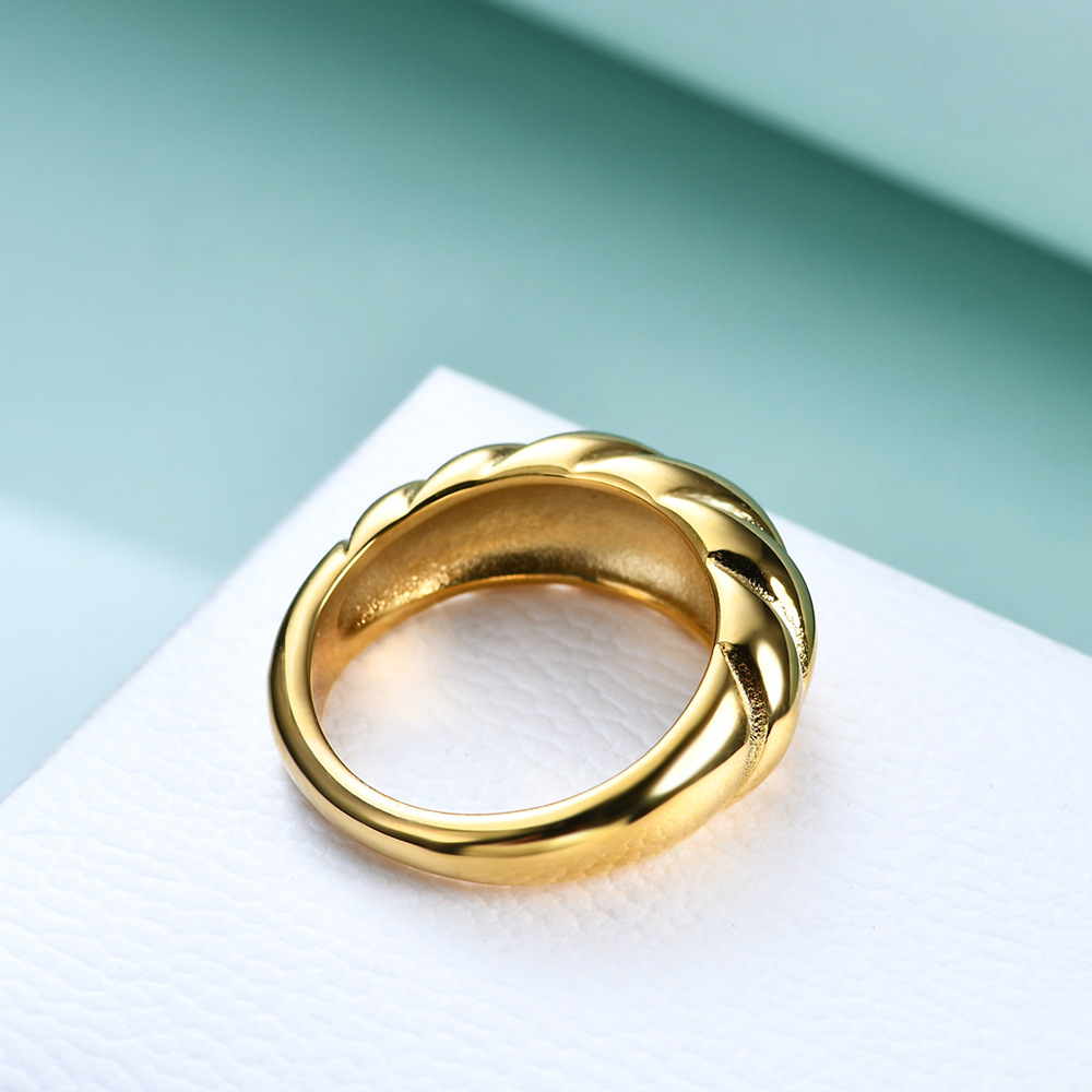 European And American New Creative Retro Simple Titanium Steel Casting Twist Personality Bread Ring — foto 2
