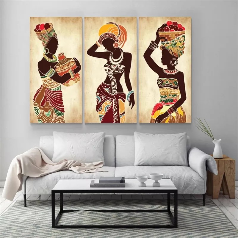 African Black Woman Canvas Painting Ethnic Art Poster