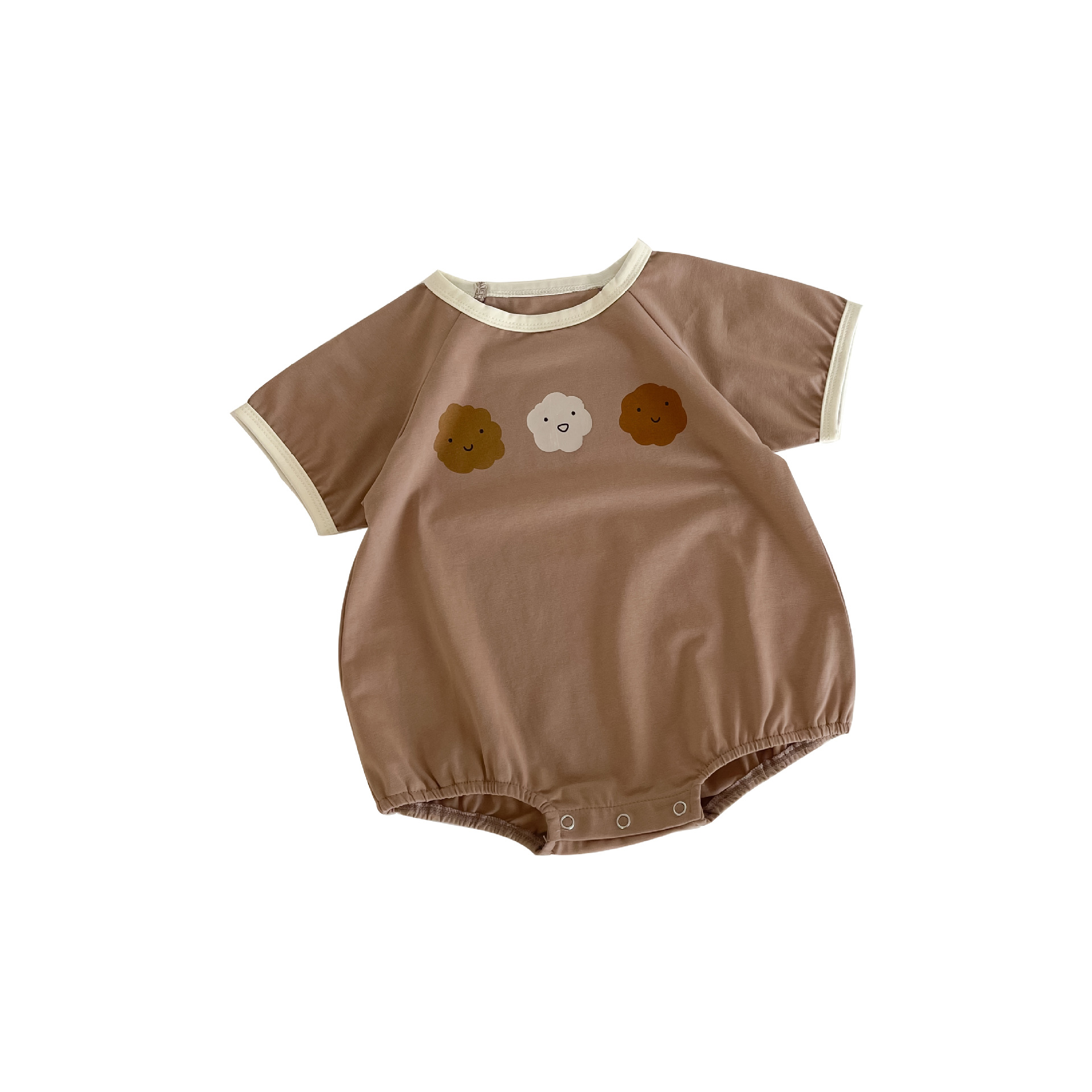 Infant Short Sleeve Romper Cotton Cute Print Round Neck