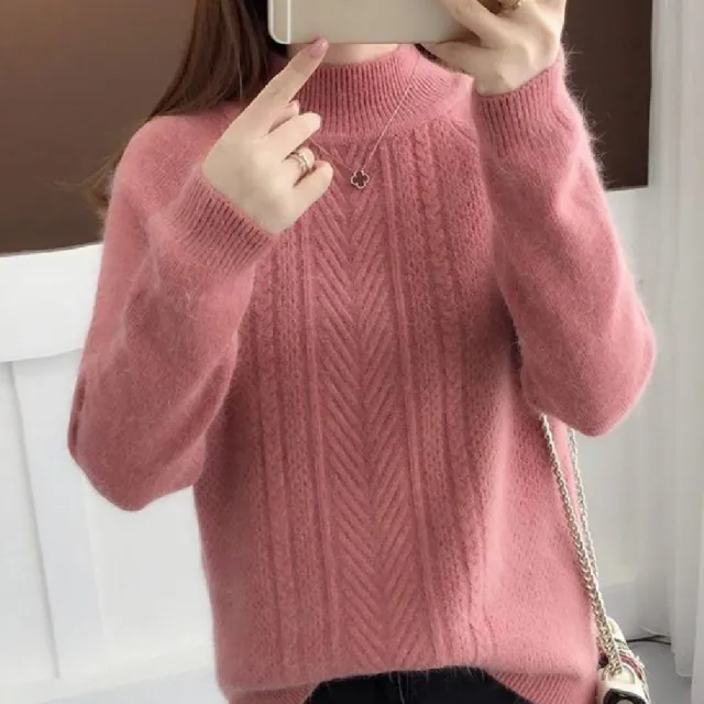 Women's Plush Loose Knit Sweater Rust Red - Shop at LoveMi