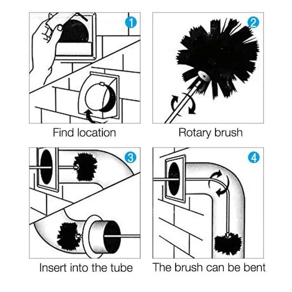 32x Flexible Chimney Sweep Set Flue Sweeping Brush & Rod Kit Soot Cleaning Rods