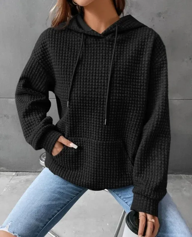 Women's Loose Casual Solid Color Long sleeved Sweater Black - Shop at LoveMi