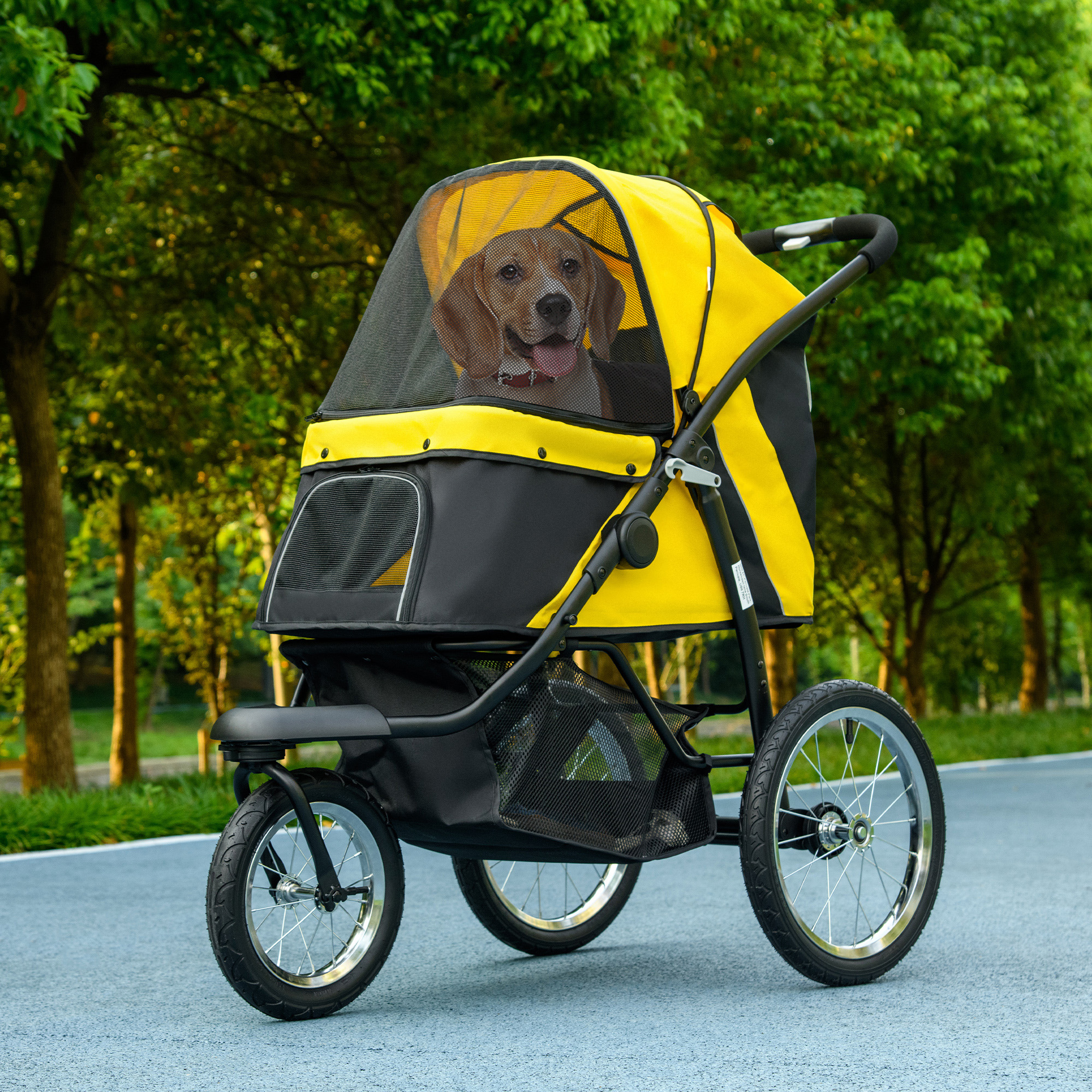 Foldable Pet Stroller-slow Sports Car, Three Wheel Design, With Sunshade — image 3