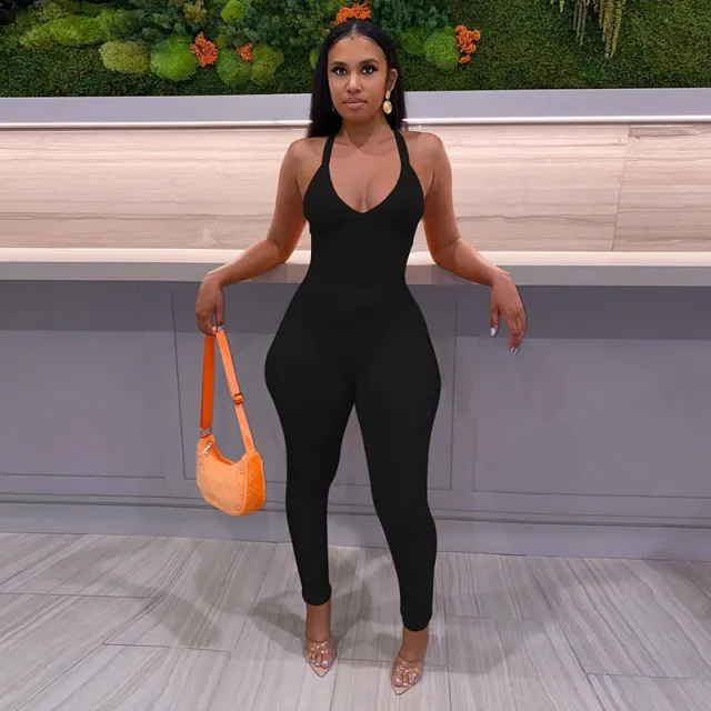 Low cut Sling Slim High Waist Hip Lift Sports One Piece Pants Black - Shop at LoveMi