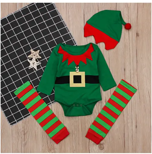 Child Boy Christmas Long-sleeved Jumpsuit Romper Match Sets