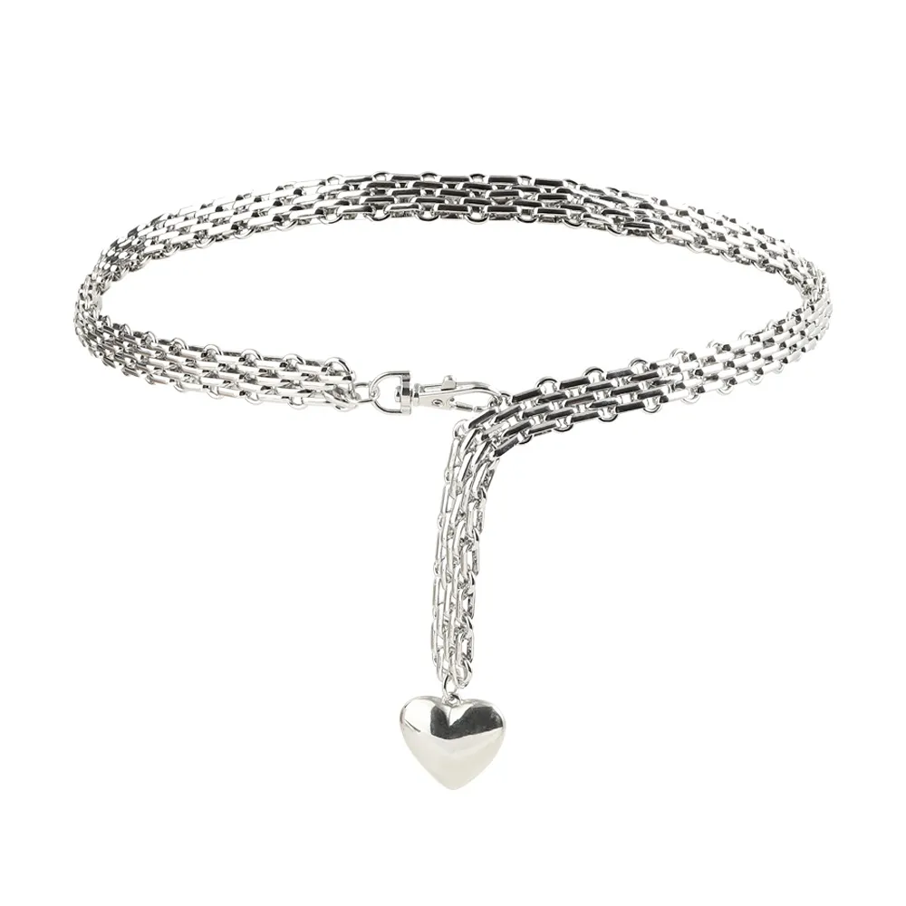 Men And Women Design Fashion Love Chain Pendant Waist Chain Metal Accessories Cute Chain - Silver