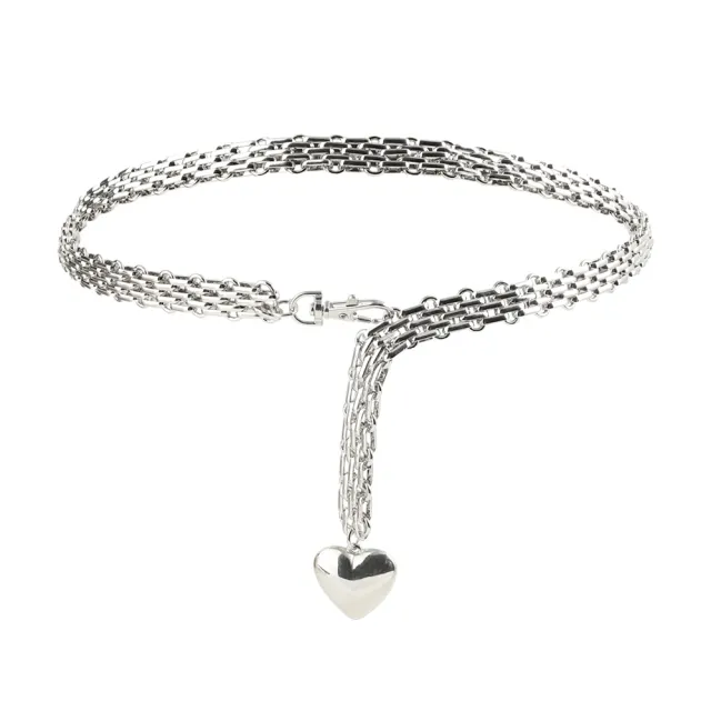 Men And Women Design Fashion Love Chain Pendant Waist Chain Metal Accessories Cute Chain Silver - Shop at LoveMi