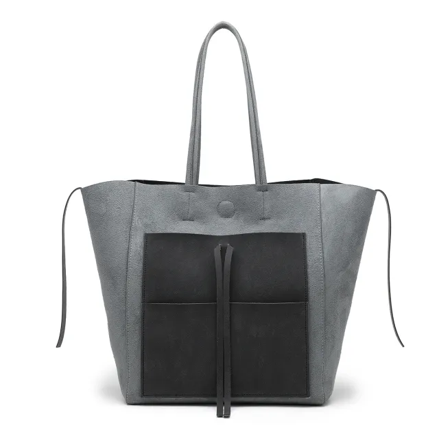 Contrasting Color Large Capacity Shoulder Bag Black - Shop at LoveMi