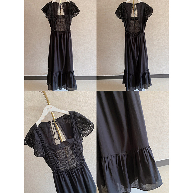 French Romantic Dress Black Design With Back
