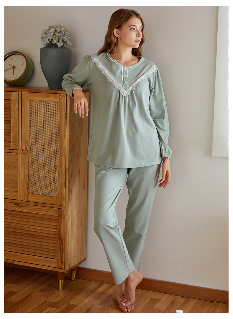 Title 9, Womens Cotton Long-sleeved Pajamas Suit with L...