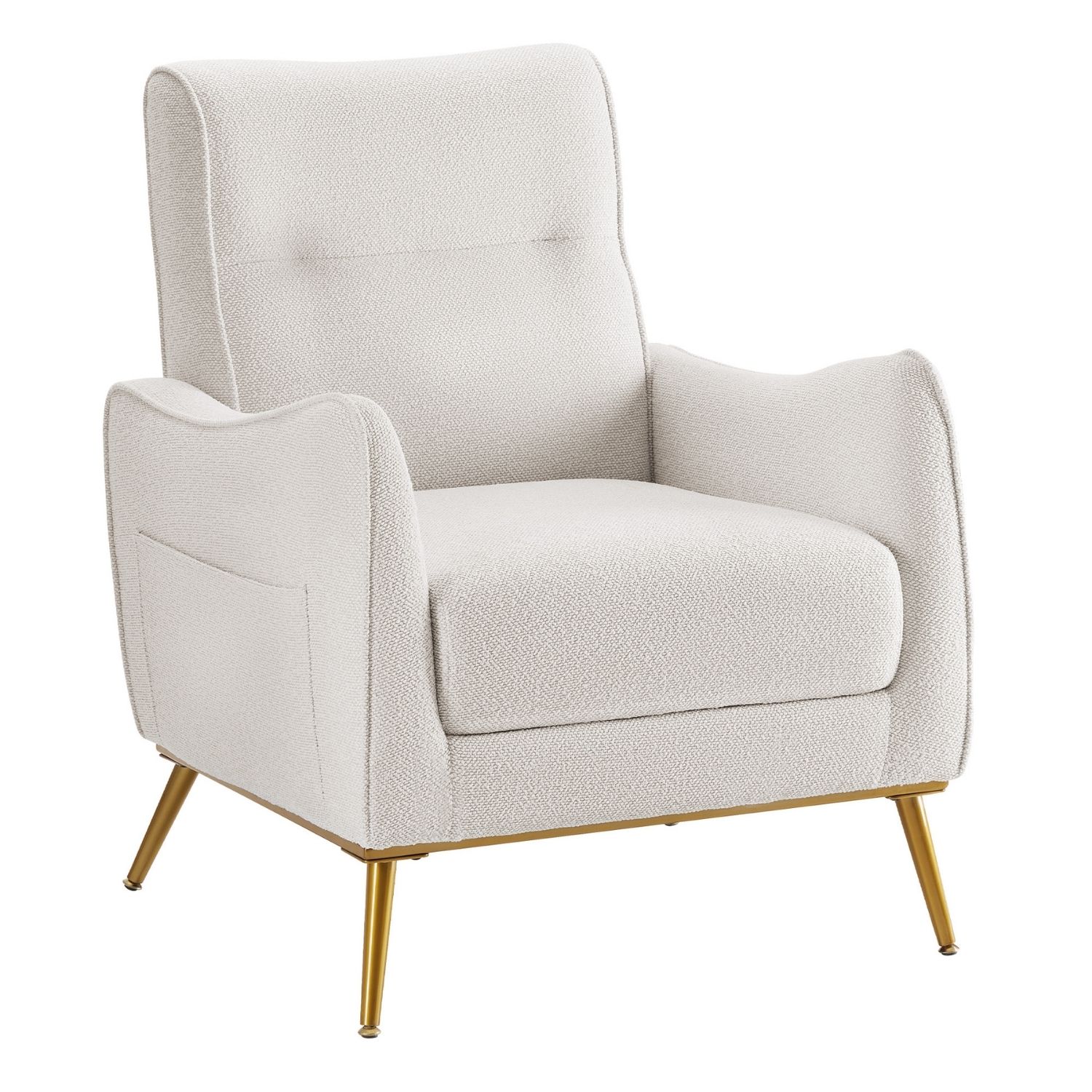 Upholstered High Back Accent Chair With Side Pocket, Modern Armchair For Living Room And Study — foto 4
