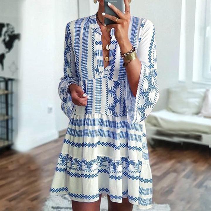 European And American New Fashion Printed Bohemian Dress