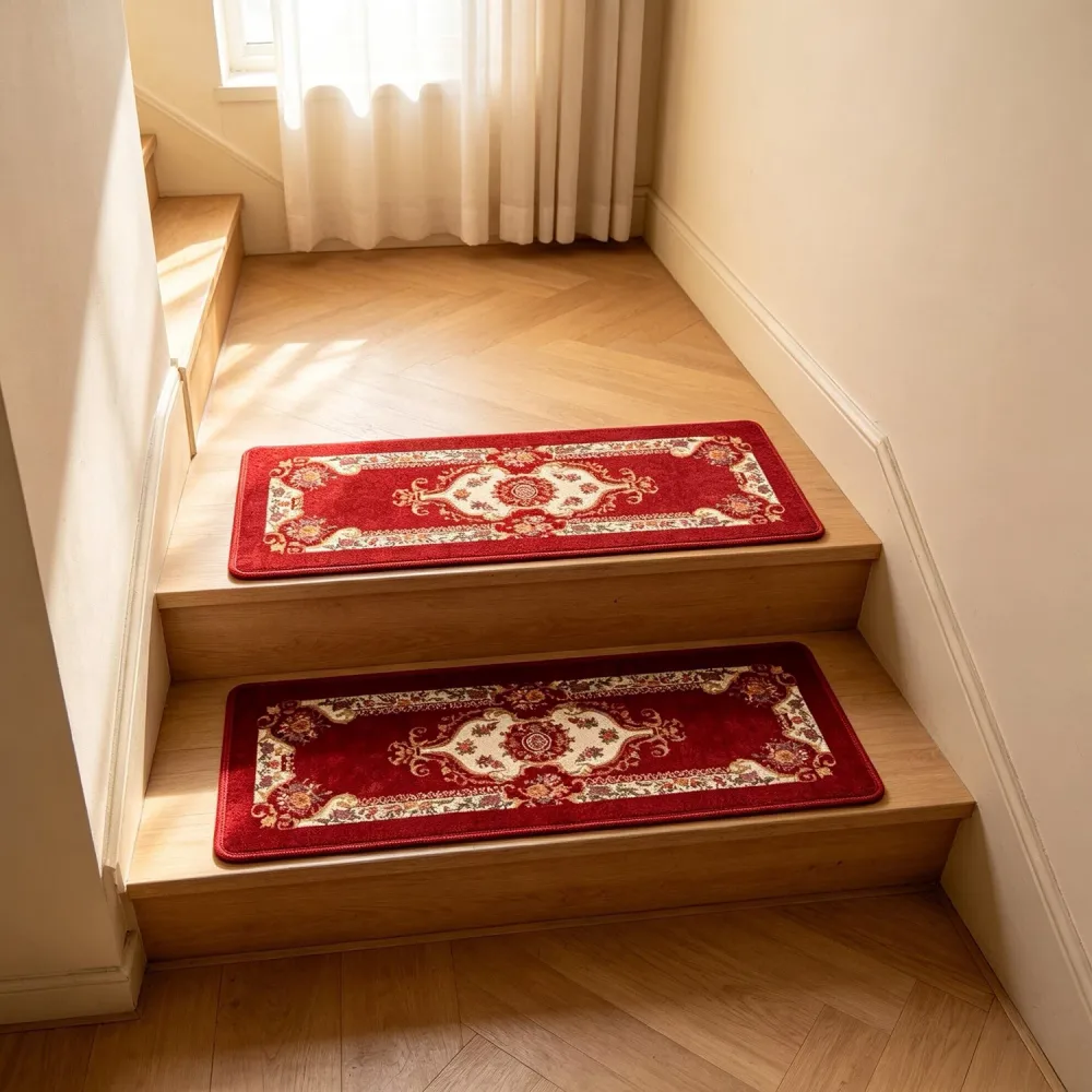 1pc European Style Vintage Floral Pattern Stair Tread Mat