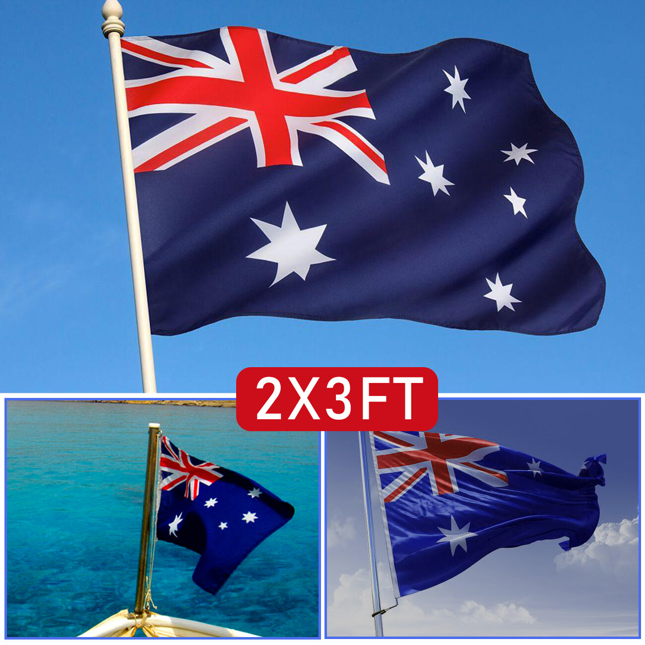 Large Australian Aussie Flag Australia Day OZ Heavy Duty Outdoor 60cm X 90cm Nat - Bild 10 von 10