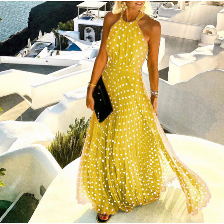 Women Sweet O Neck Beach Maxi Dress