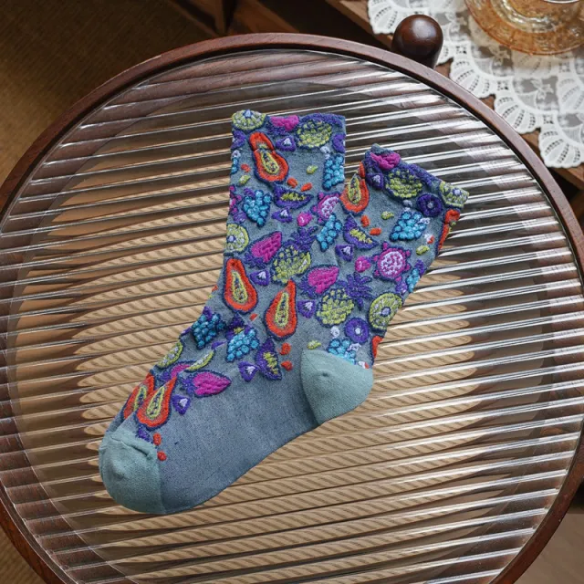 Mid tube Pile Socks Autumn And Winter Korean Version Of Sen Series Light Blue - Shop at LoveMi