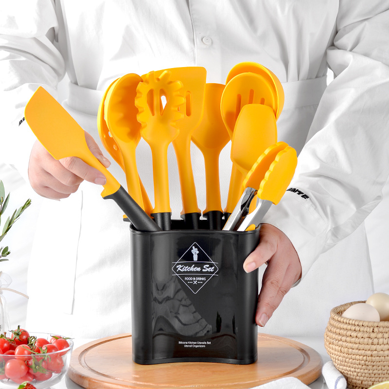 Black And Yellow Stitching Silicone Kitchenware Set
