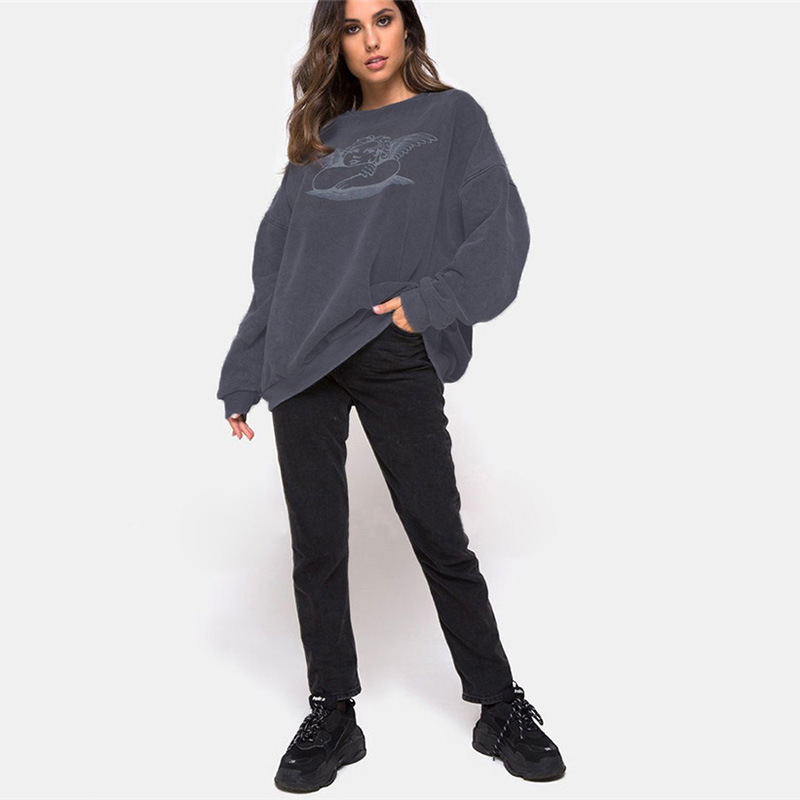 Title 5, Printed long sleeve round neck thick sweater