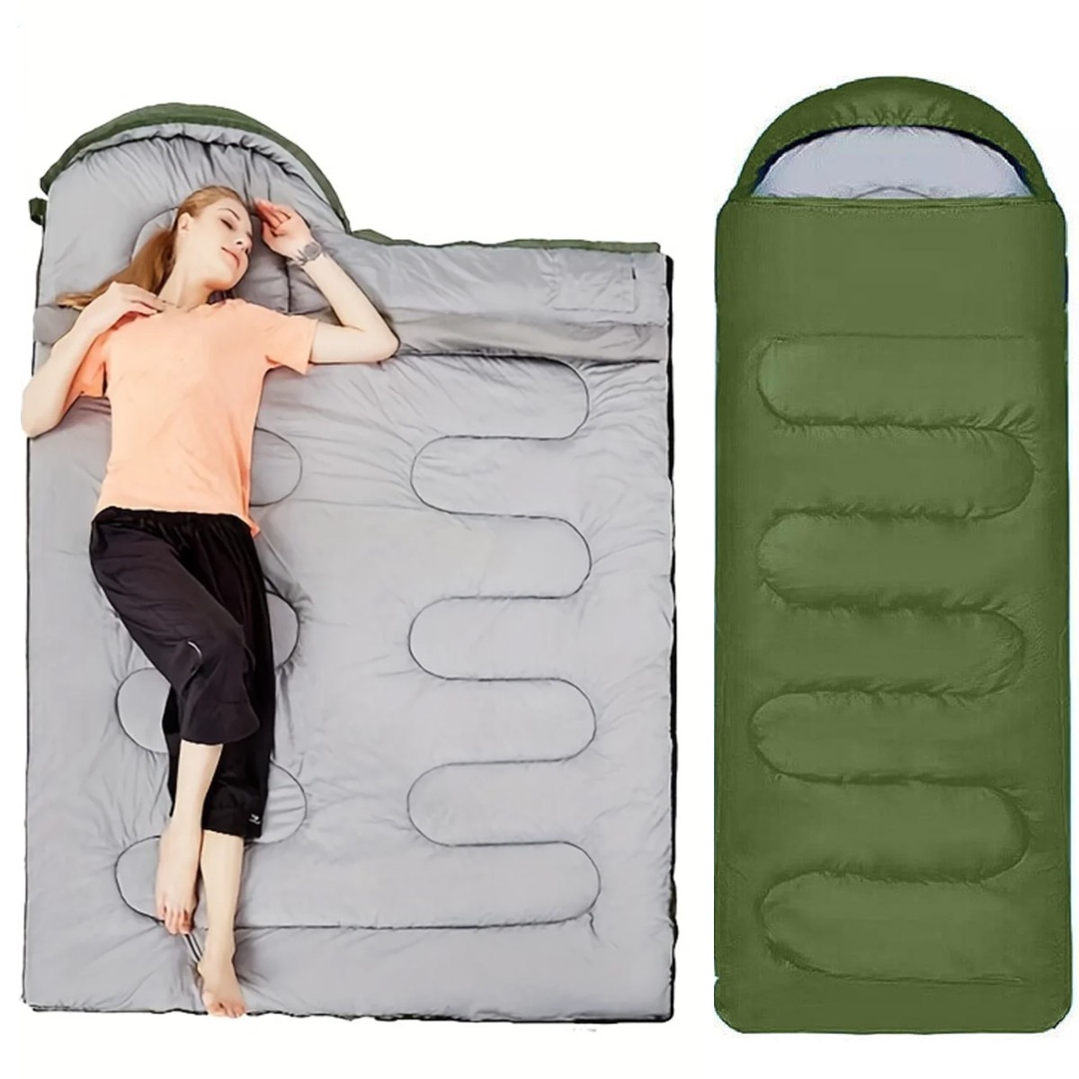 3-4 SEASON SINGLE SLEEPING BAGS CAMPING RECTANGULAR ENVELOPE ZIP UP KIDS 6