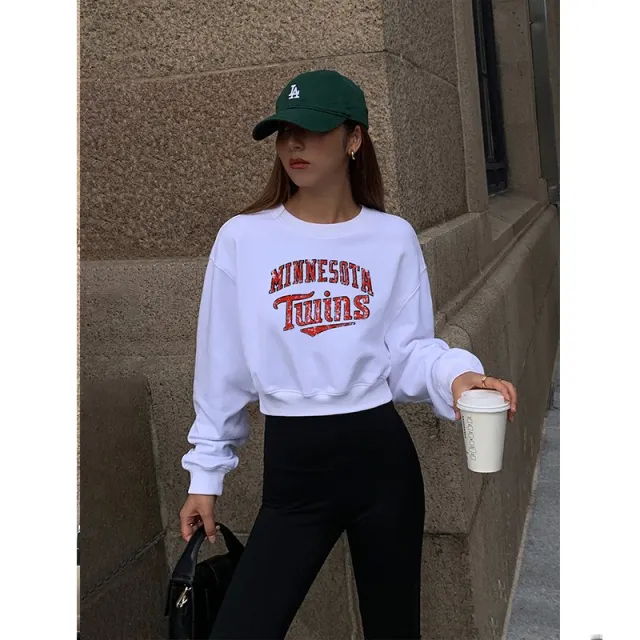 Waist tied Short Sweater Women's Long sleeved T shirt Top White - Shop at LoveMi