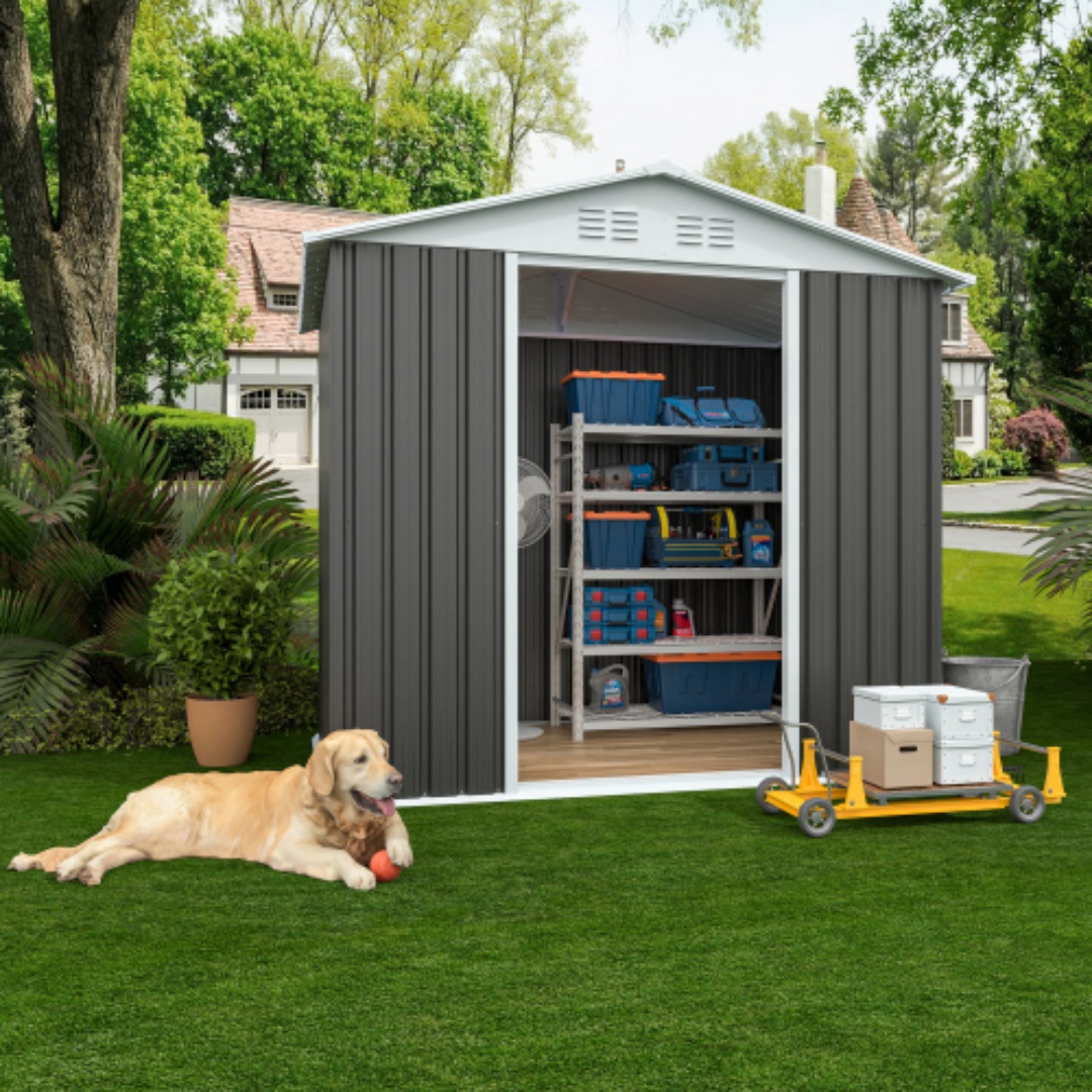 5FTx3FT Pent Roof Grey Outdoor Tool Bike Storage Garden Shed Tool House