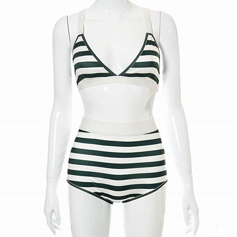 Striped Bra Top Shorts Swimsuit Suit Code Swimsuit Women's Shorts Suit