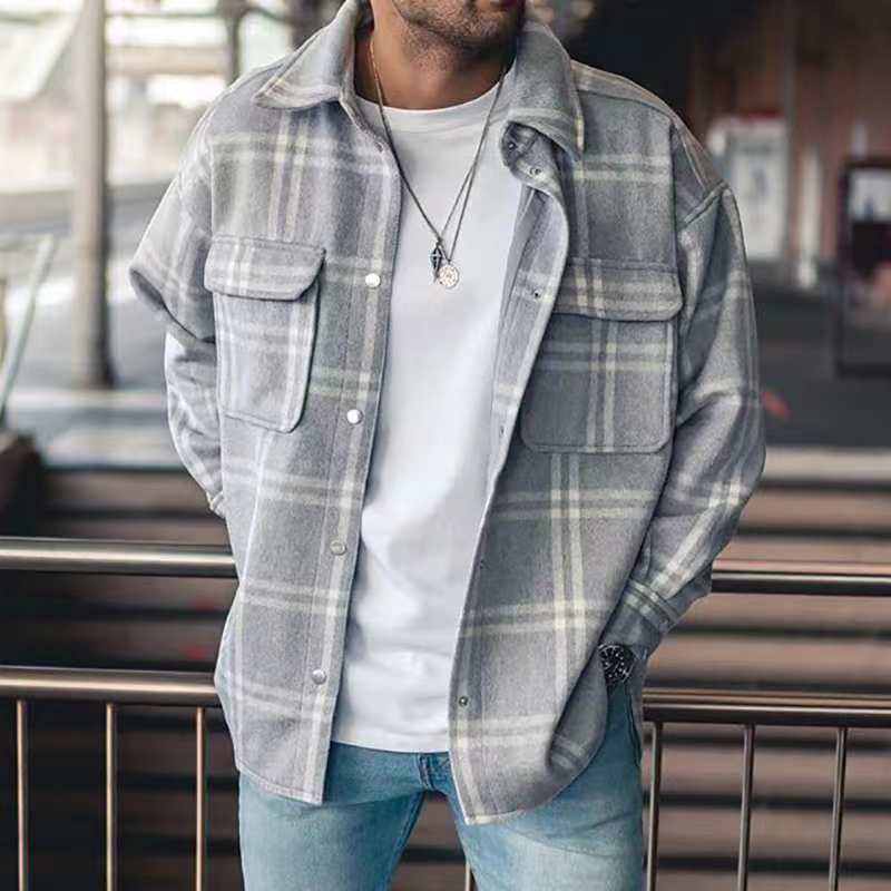 Spring And Autumn Casual Plaid Men's Shirt