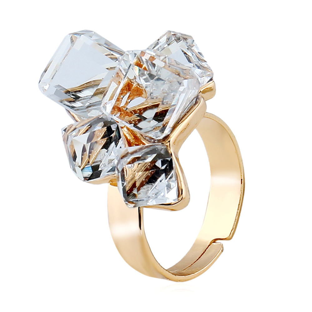 1PC Women's Fashion Statement Ring Creative Elegant Magic 3D Cube Crystal Embedded Index... thumbnail 5