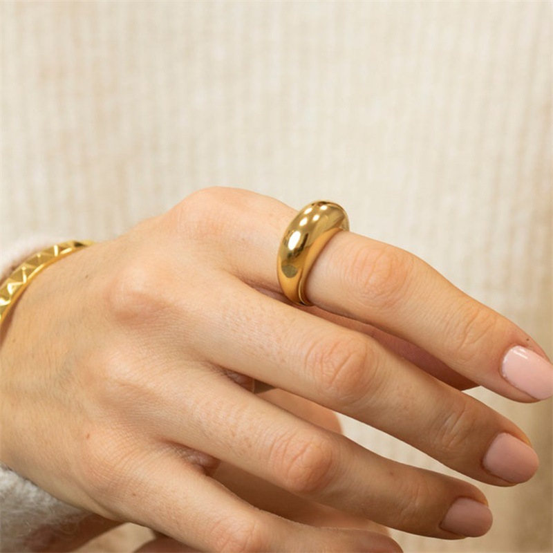 European And American Stainless Steel Simple Ring Gold Plated Ring