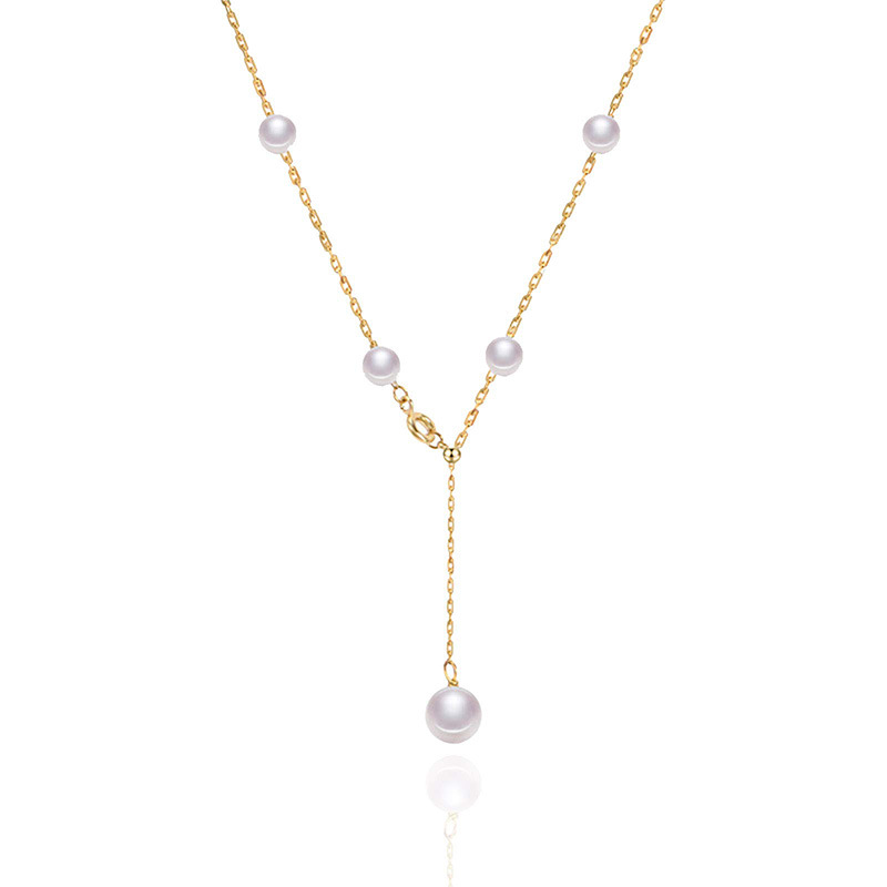 14K Copper Plating Real Gold Imitation Pearl Clavicle Chain Pendant