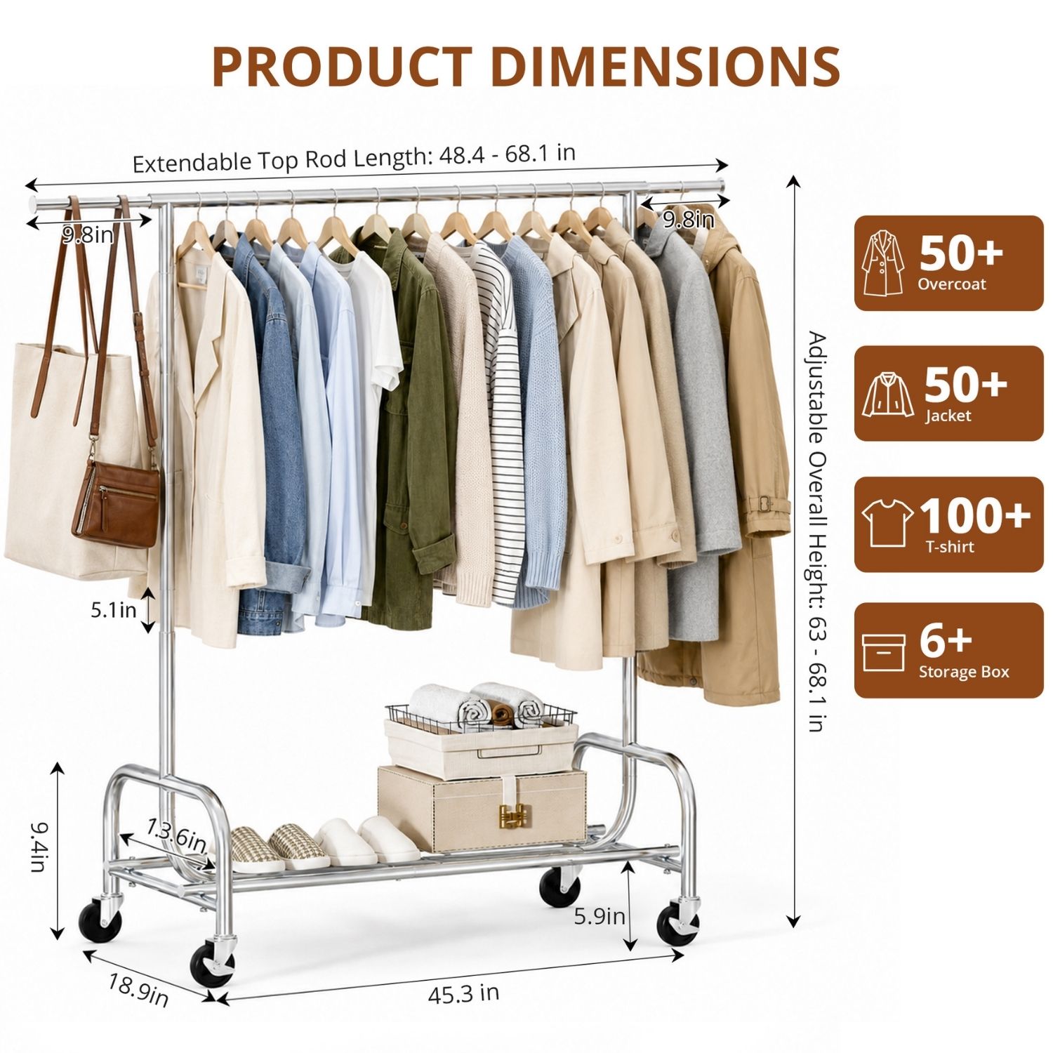 Rolling Garment Rack, picture 3 of 4
