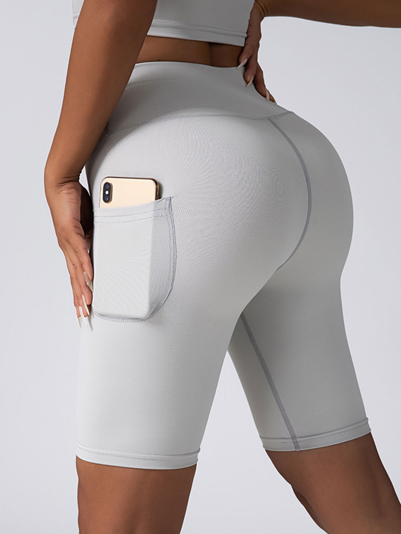 Women’s High Waist Yoga Shorts With Pockets – Tummy Control, Running, Workout - Picture 14 of 14