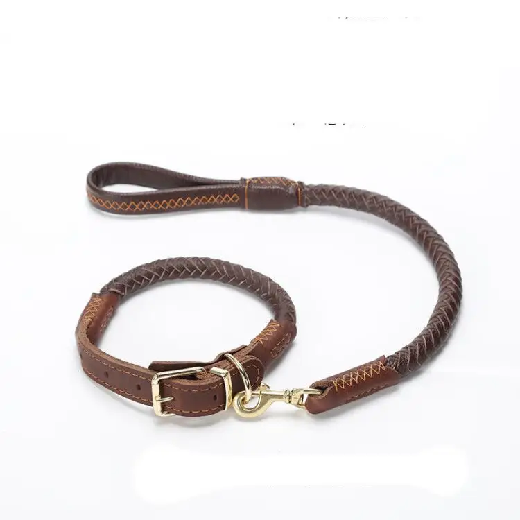 Cowhide Dog Collar Medium And Large Adjustable Collar To Prevent Traction