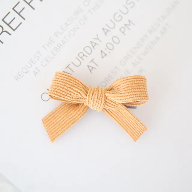 Baby Spring Autumn And Winter Corduroy Bow Hairpin Turmeric - Shop at LoveMi