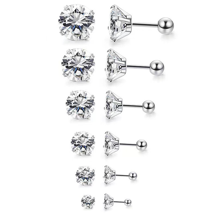 Stainless Steel Four Claw Stud Earrings