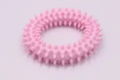Dog Chew Toy TPR Spiky Circle Ring Dog Bite-Training Chew Molar Toy Cleaning Tooth Pet Supply - Pink - View 1