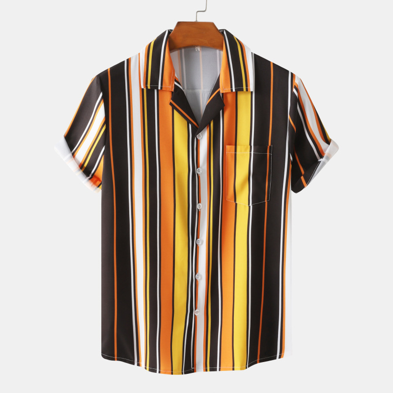 Title 3, Mens Casual Loose Fashion Stripes Short Sleeve...