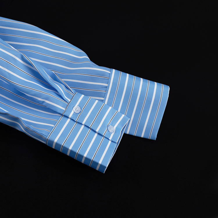 Commuter Long-sleeved Black Tie Shirt With Irregular Hem - Image 5