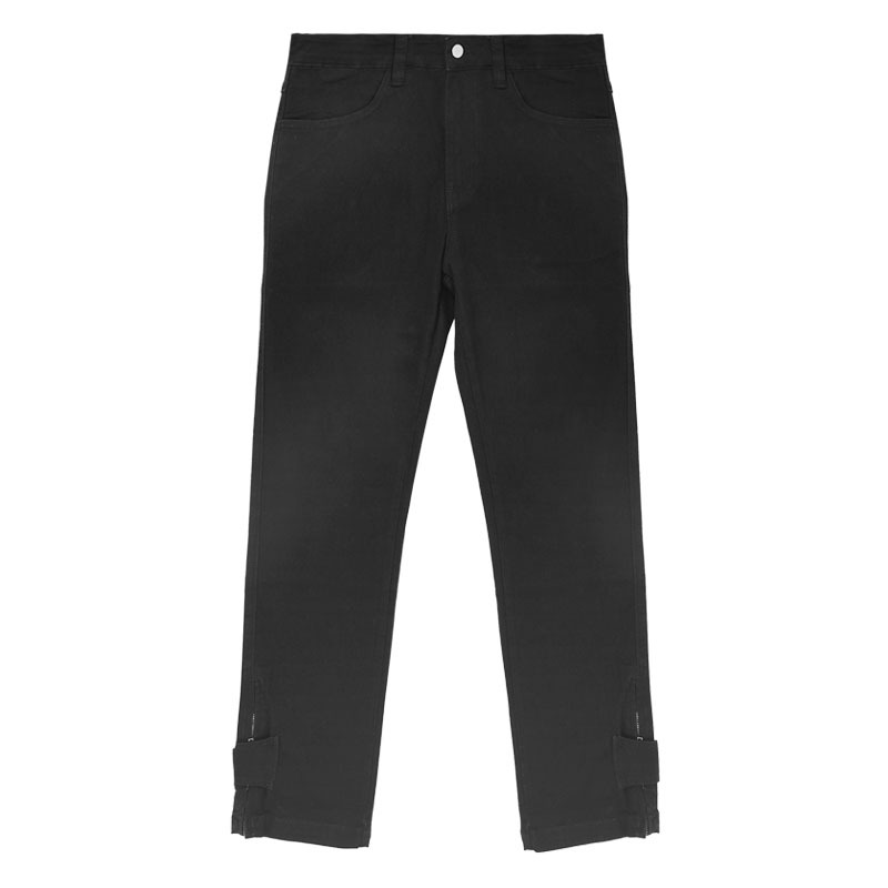 Men's Hip Hop Black Denim Casual Pants Embroidered Straight