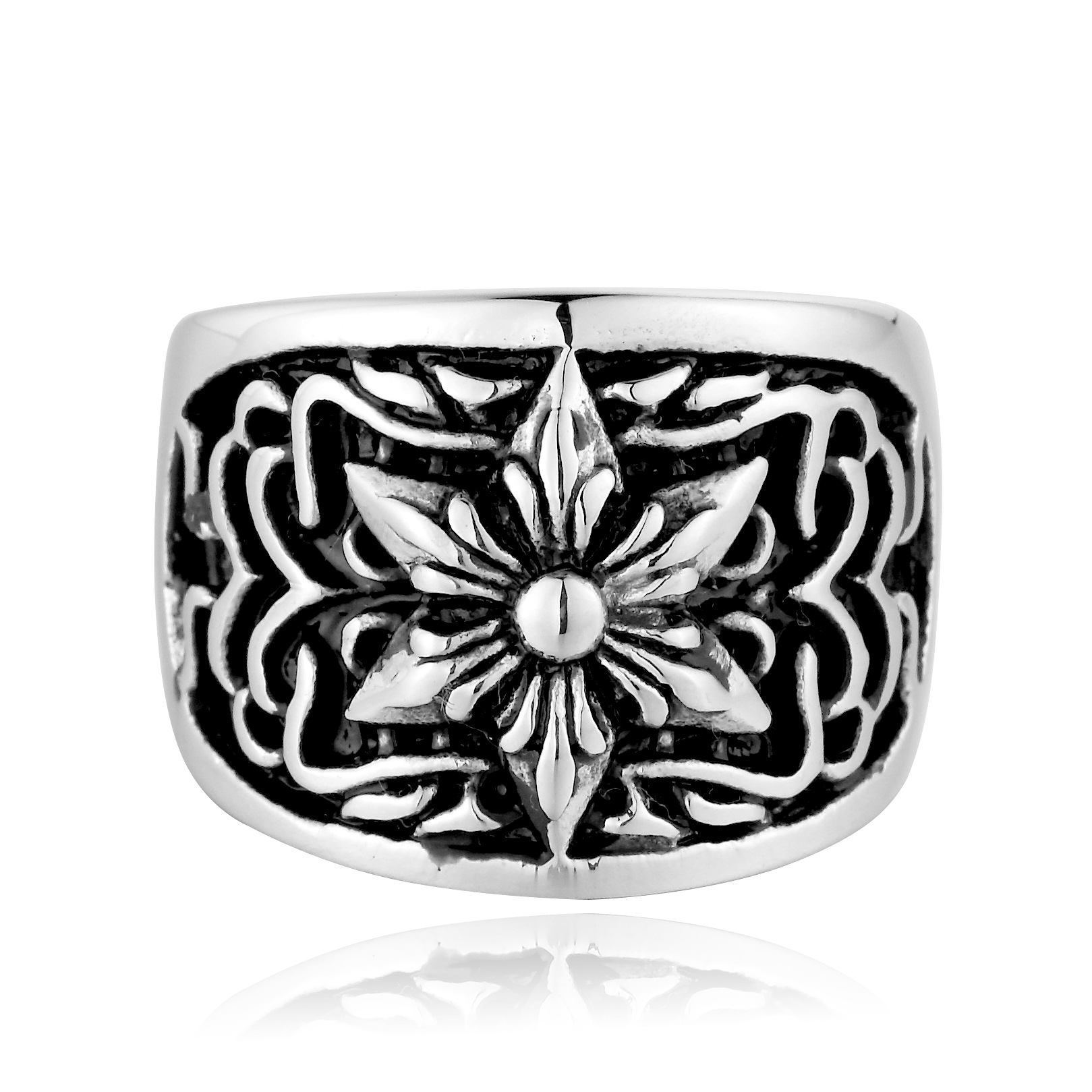 Domineering Cross Flower Ring Personality Fashion Rock