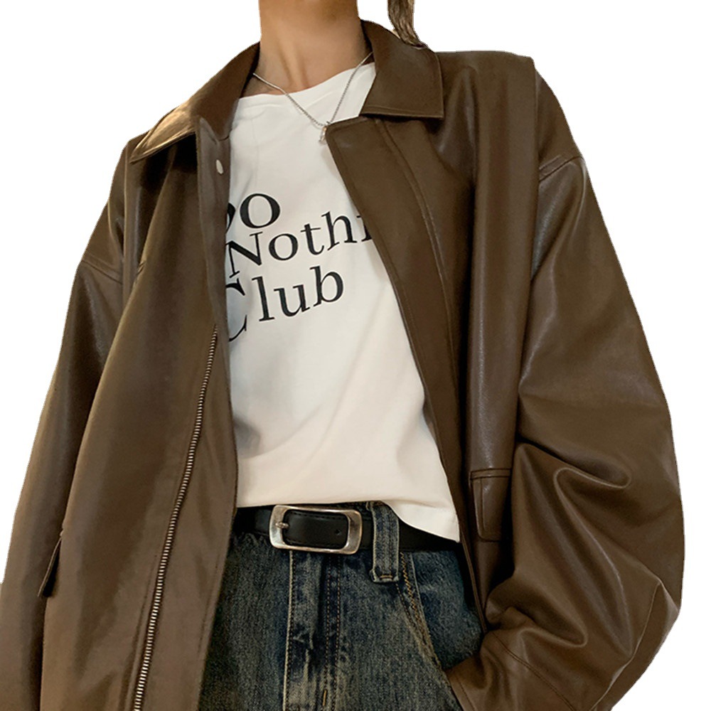 Fashion American Retro Leather Jacket - Image 9
