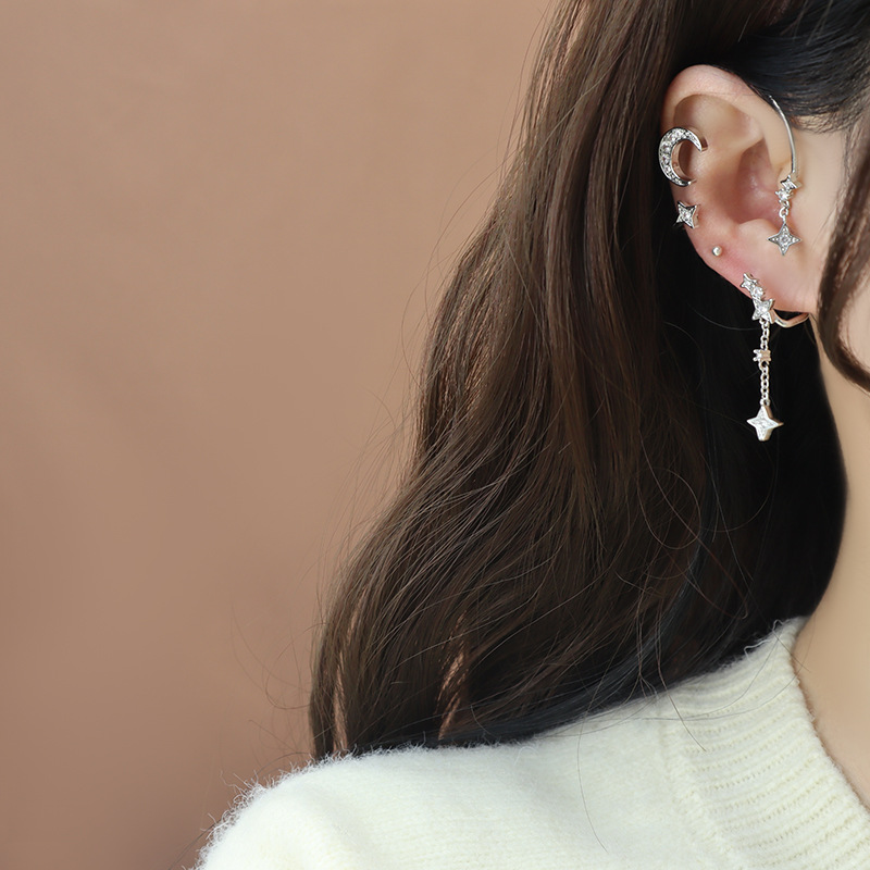 Design Temperament Star And Moon Ear Bone Clip Ear Hanging Girl