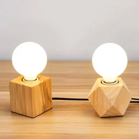 Retro Lamp Holder Hanging Wire Wood Table