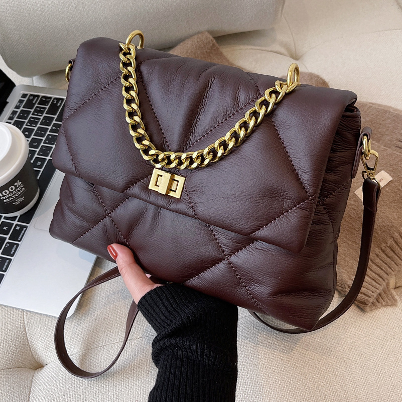 Diamond Crossbody Soft Leather Chain Large Bag