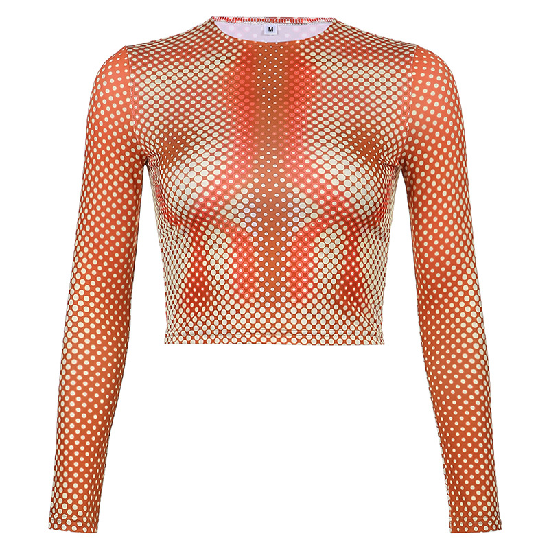 Title 3, Abstract Print Sexy Hot Girl Long Sleeve Top