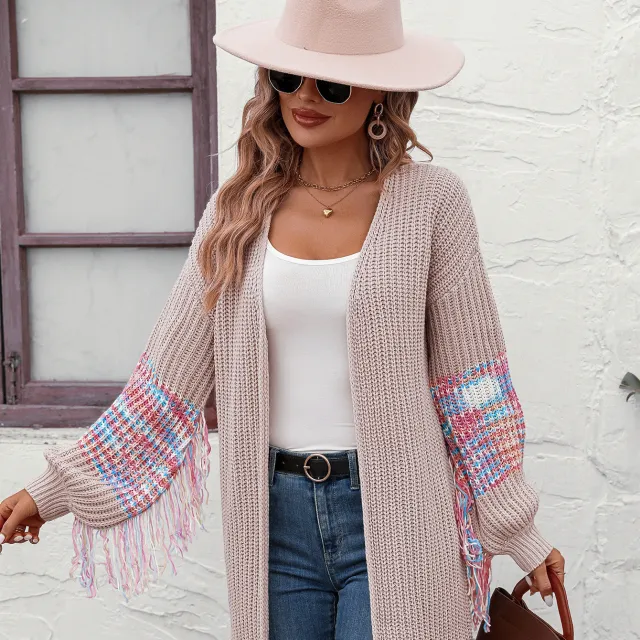 Women's Fashion Casual Tassel Sweater Apricot - Shop at LoveMi